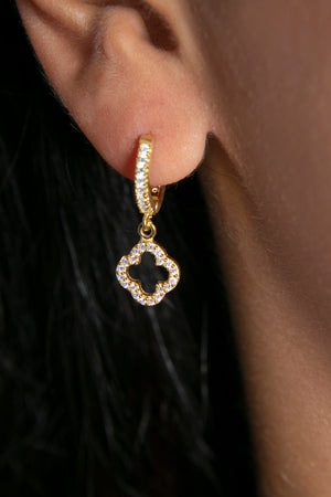 Women's 925 Sterling Silver Stone Shamrock Earrings