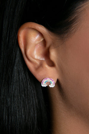 Women's 925 Sterling Silver Rainbow Stone Earrings