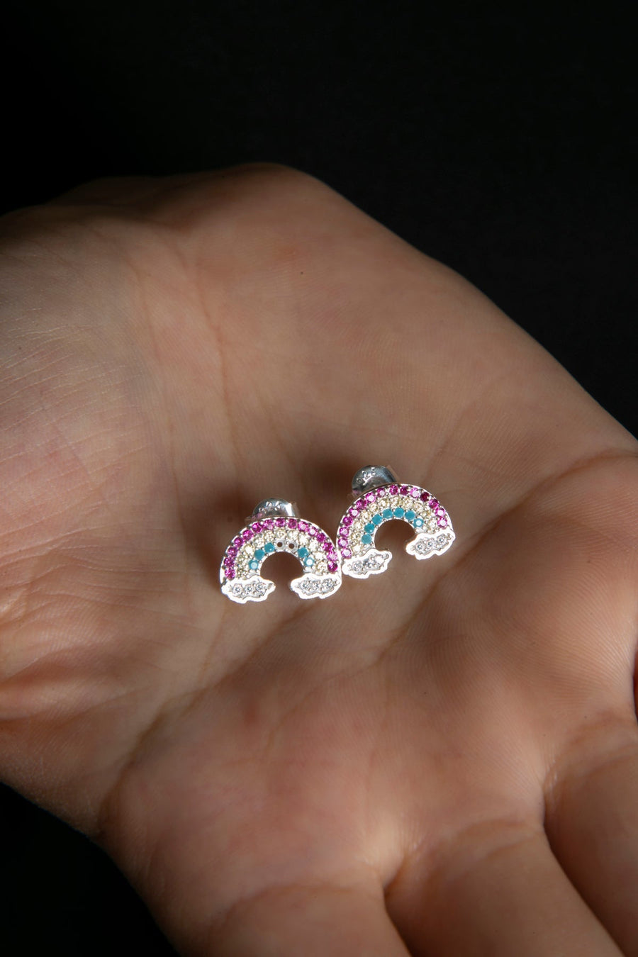 Women's 925 Sterling Silver Rainbow Stone Earrings