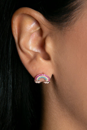 Women's 925 Sterling Silver Rainbow Gemstone Earrings