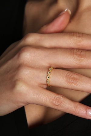 Women's Stone Row Eye Model 925 Sterling Silver Ring