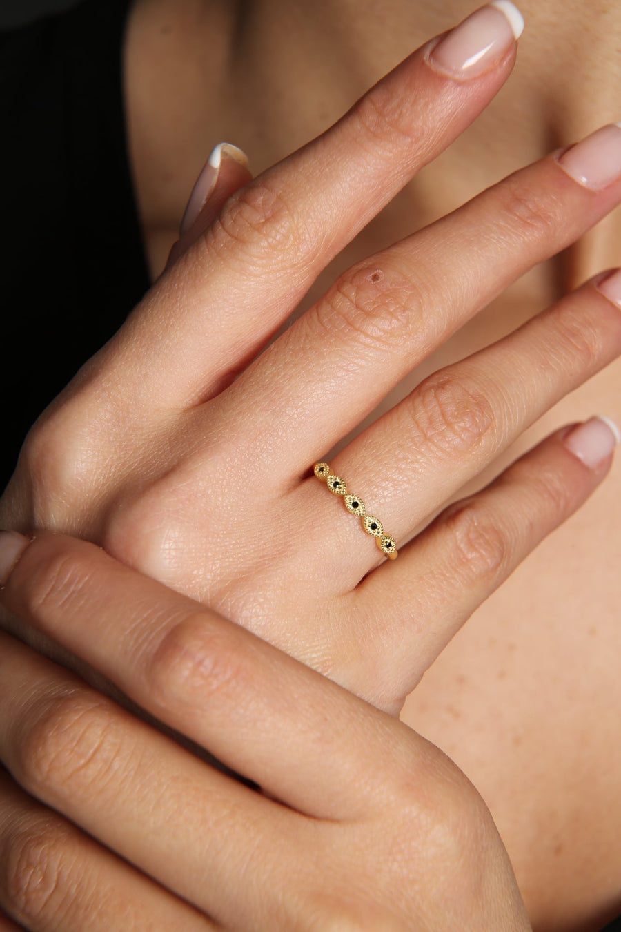 Women's Stone Row Eye Model 925 Sterling Silver Ring