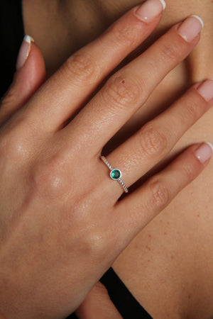 Women's Stone-Embellished Twist Model 925 Sterling Silver Ring