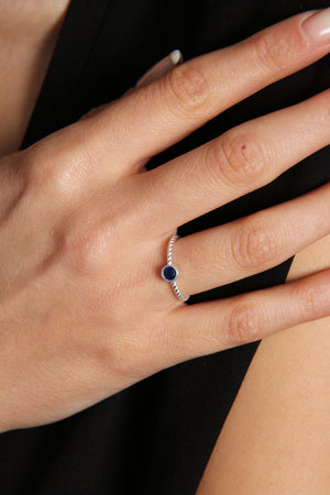 Women's Single Stone Twist Model 925 Sterling Silver Ring