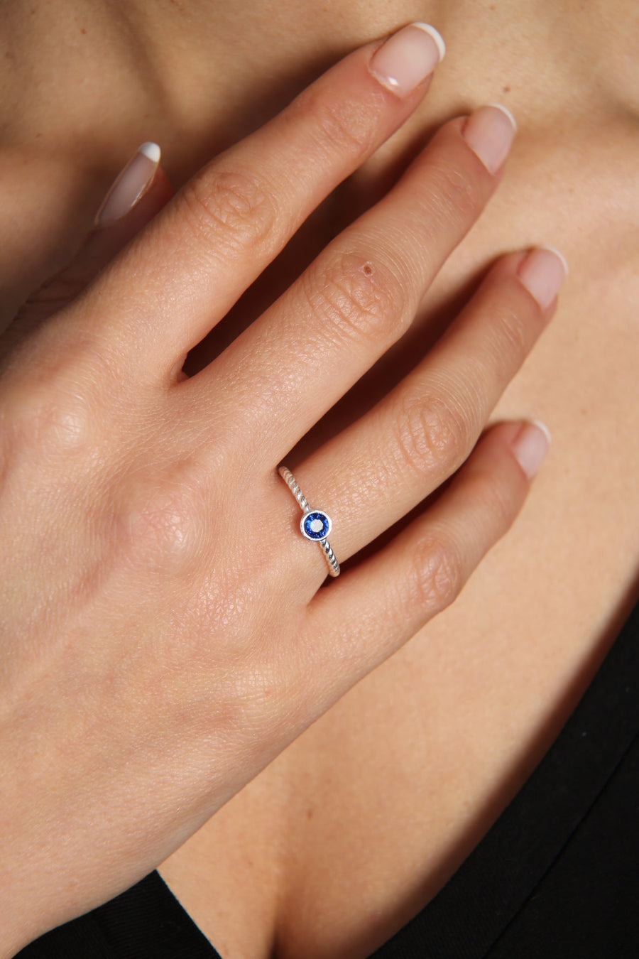 Women's Single Stone Twist Model 925 Sterling Silver Ring