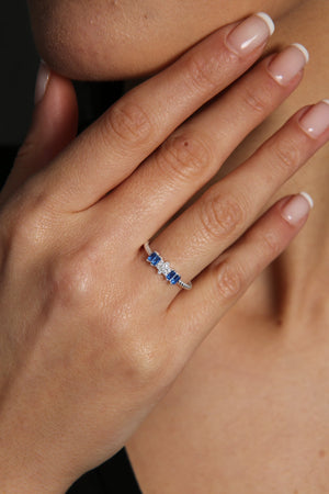 Women's Baguette Stone Twist Model 925 Sterling Silver Ring