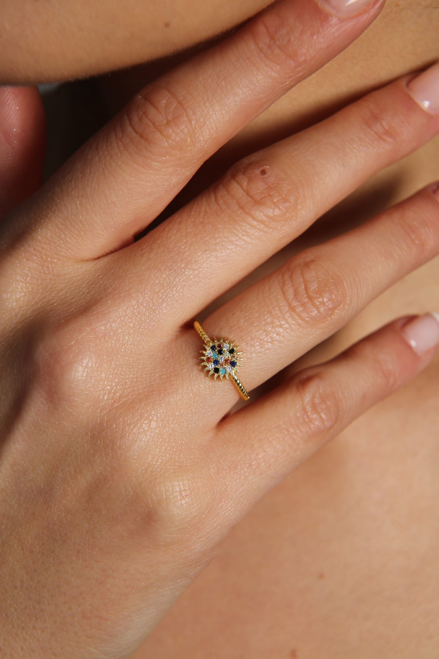 Women's Mixed Stone Sun Model 925 Sterling Silver Ring