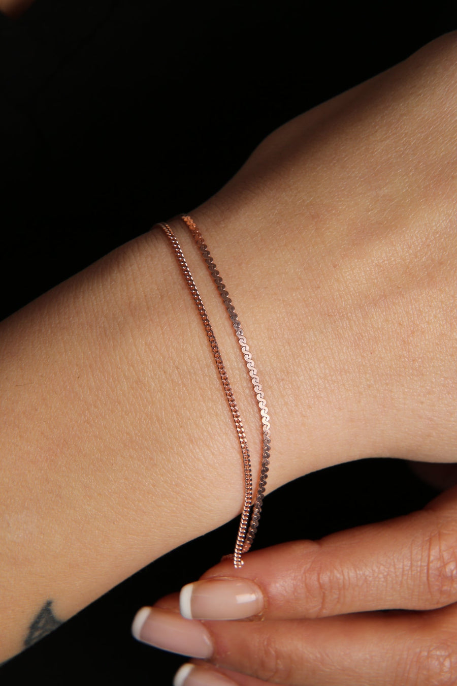 Women's Double Chain Model 925 Sterling Silver Bracelet