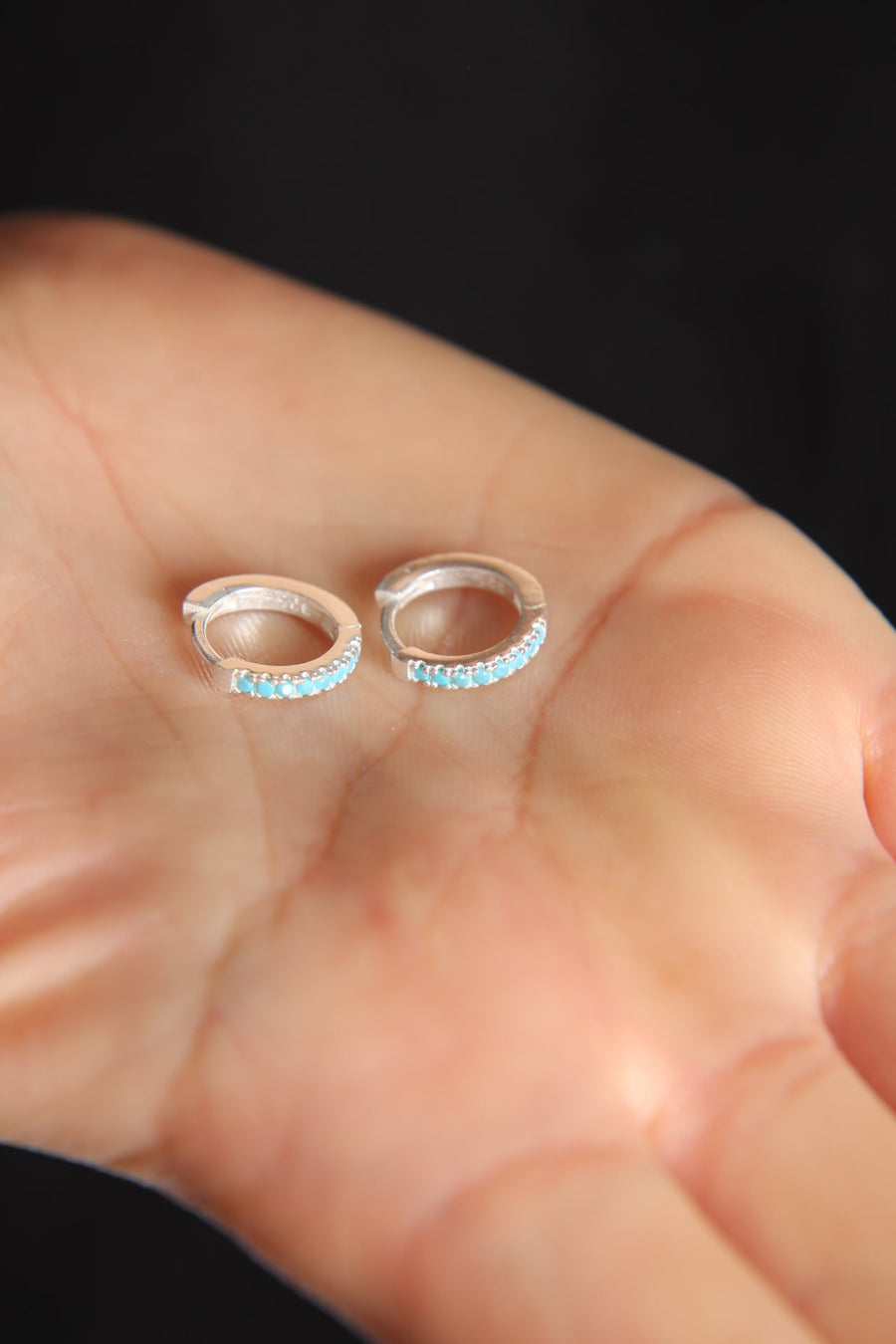 Women's Stone Hoop Model 925 Sterling Silver Earrings