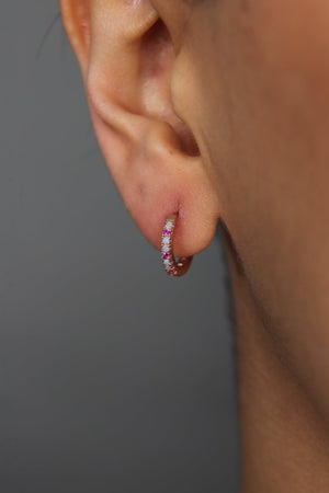 Women's 925 Sterling Silver Hoop Earrings with Stones