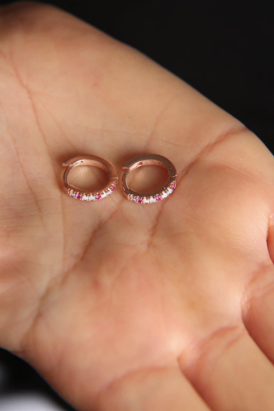 Women's 925 Sterling Silver Hoop Earrings with Stones