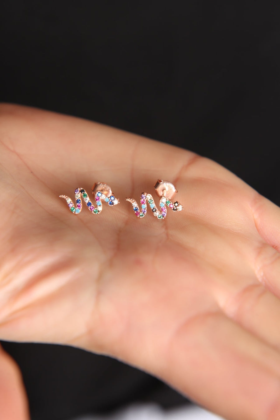 Women's Mix Stone Snake Model 925 Sterling Silver Earrings