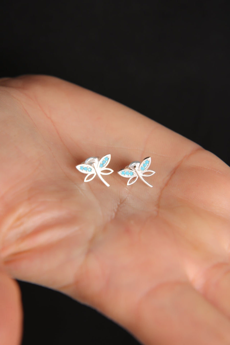 Women's Stone Dragonfly Model 925 Sterling Silver Earrings