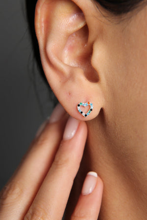 Women's 925 Sterling Silver Mix Stone Heart Earrings