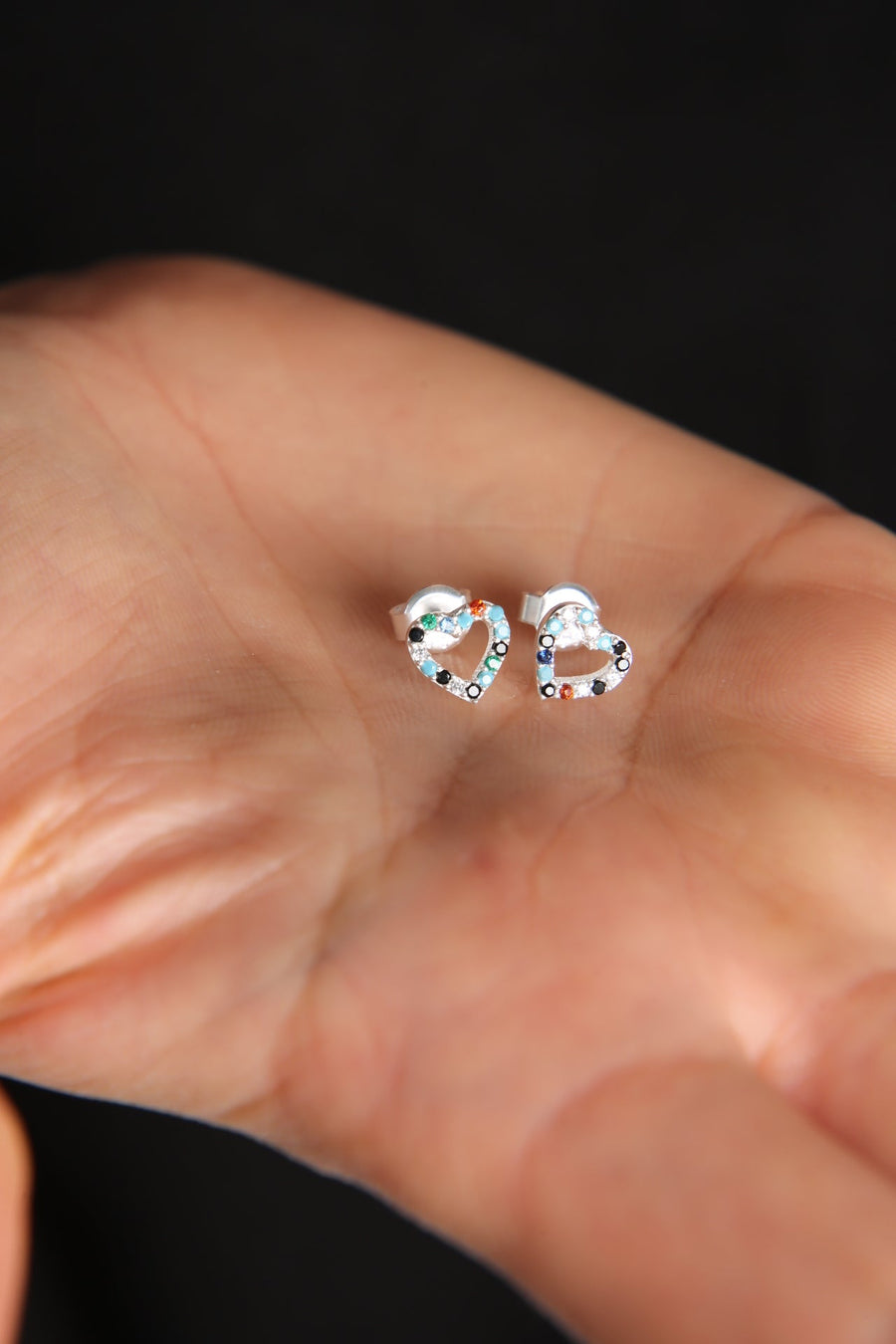 Women's 925 Sterling Silver Mix Stone Heart Earrings