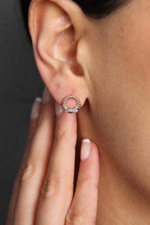 Women's 925 Sterling Silver Mix Stone Twist Earrings