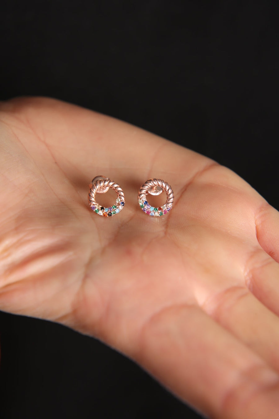 Women's 925 Sterling Silver Mix Stone Twist Earrings