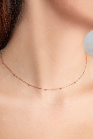 Women's Rose Plated 925 Sterling Silver Necklace with Ball Chain