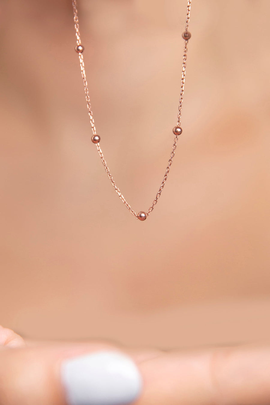 Women's Rose Plated 925 Sterling Silver Necklace with Ball Chain