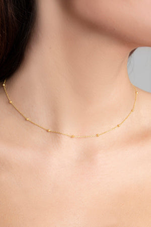 Women's Gold-plated 925 Sterling Silver Necklace with Ball Chain