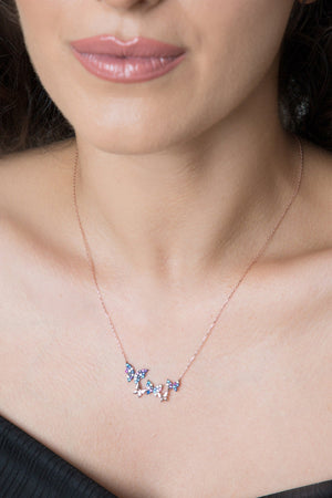 Women's Rose Gold Plated 925 Sterling Silver Butterfly Necklace
