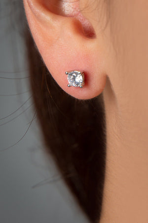 Women's Single Stone Model 925 Sterling Silver Earrings