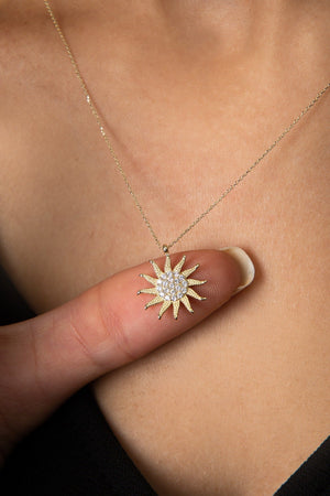Women's Stone Sun Model 925 Sterling Silver Necklace