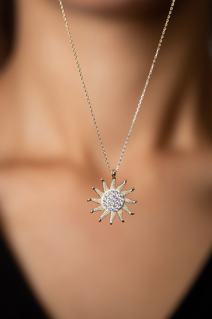 Women's Stone Sun Model 925 Sterling Silver Necklace
