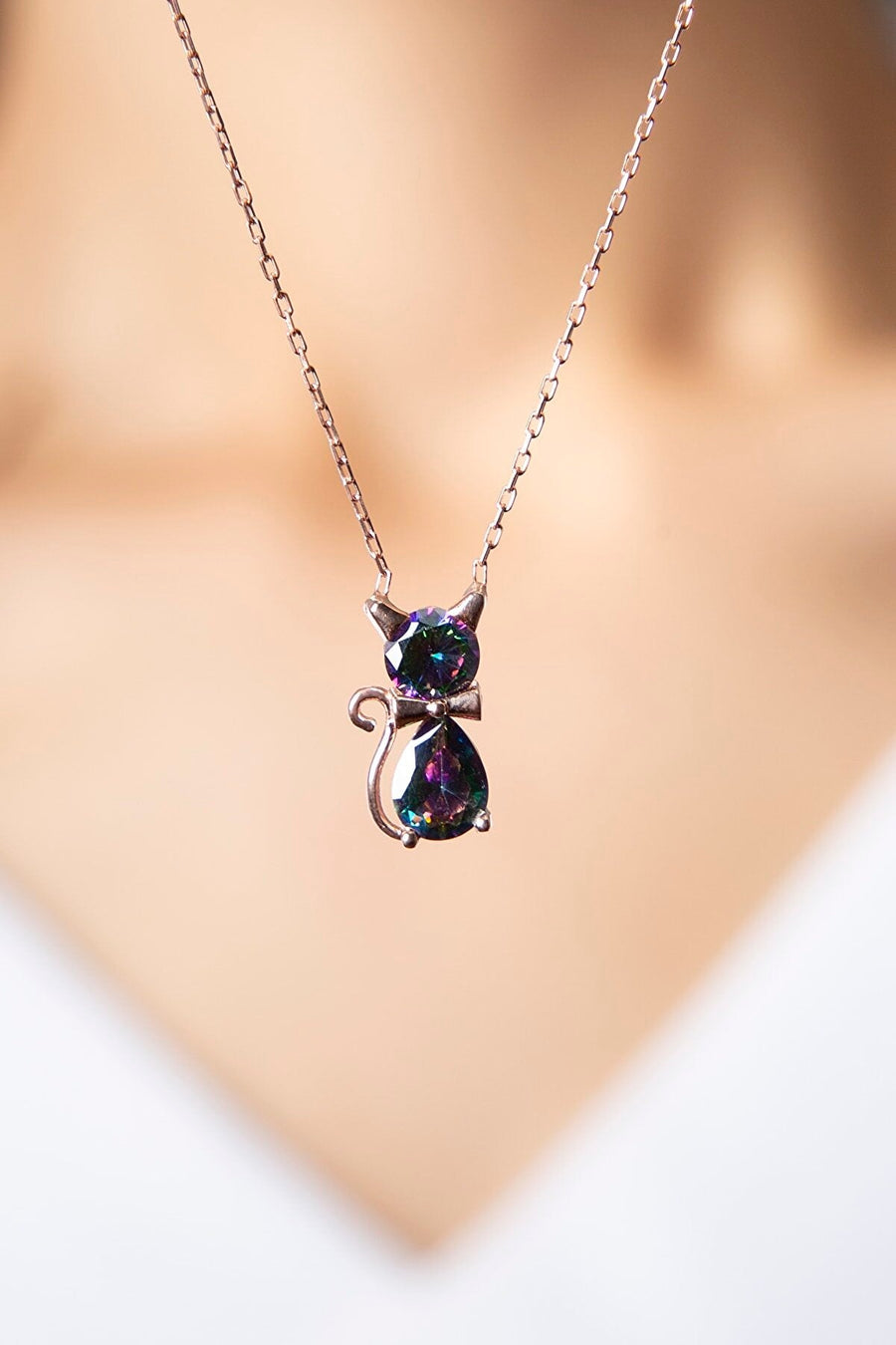 Women's Cat Model 925 Sterling Silver Necklace