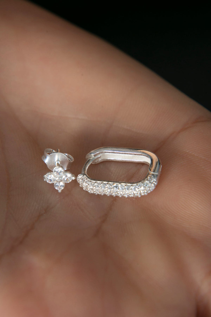 Women's Minimal 925 Sterling Silver Earrings Set