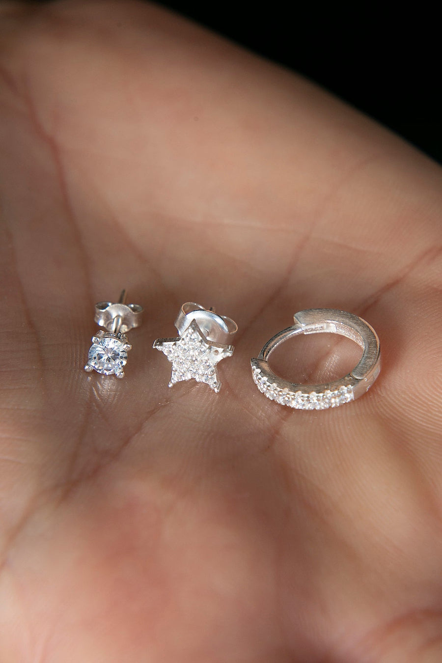 Women's 925 Sterling Silver Triple Star Earrings Set