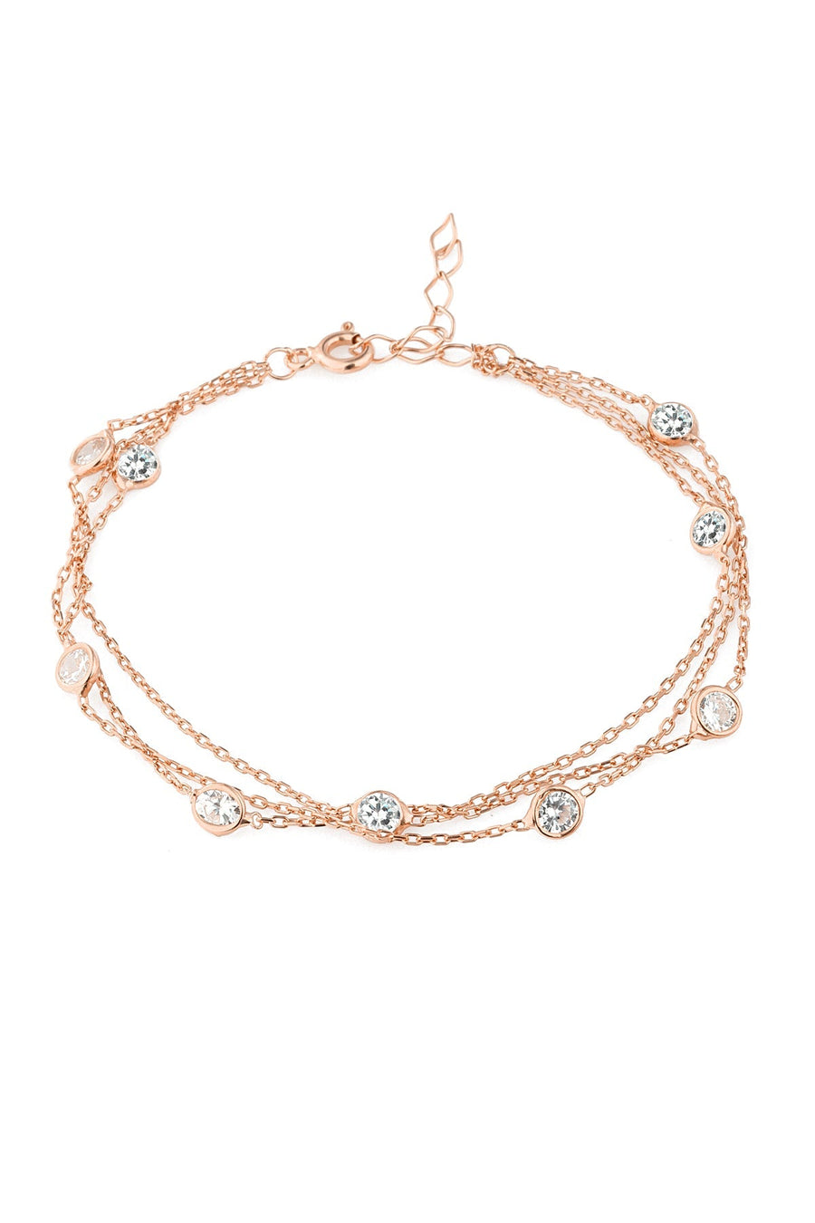 Women's 925 Sterling Silver Rose Gold Plated Bracelet with Stone Detail