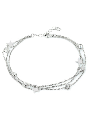 Women's Stone-Detailed Star Bracelet in 925 Sterling Silver
