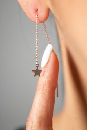 Women's Rose Plated Star 925 Sterling Silver Earrings