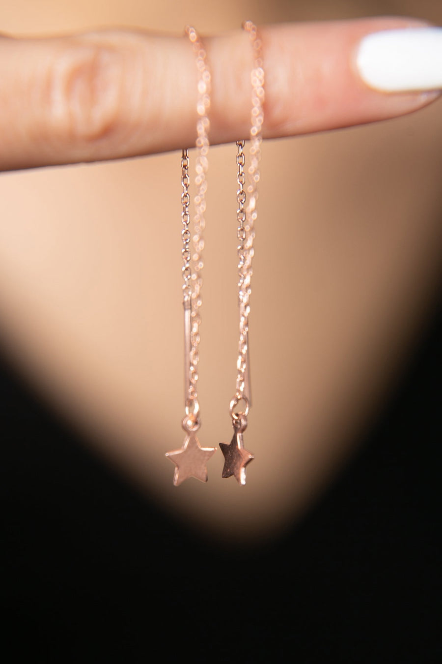 Women's Rose Plated Star 925 Sterling Silver Earrings