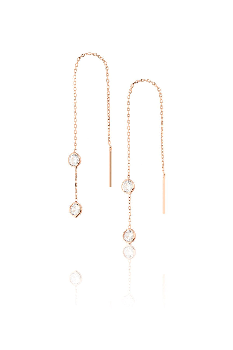 Women's Row Stone Rose Plated 925 Sterling Silver Earrings