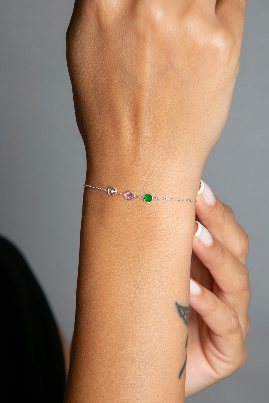 Women's Colorful Stone Elegant Model 925 Sterling Silver Bracelet