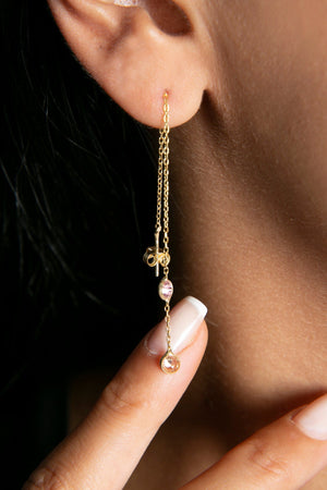 Women's 925 Sterling Silver Chain Earrings with Stones