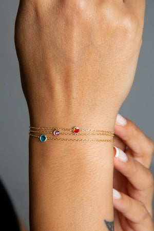 Women's Colorful Stone Trend Model 925 Sterling Silver Bracelet