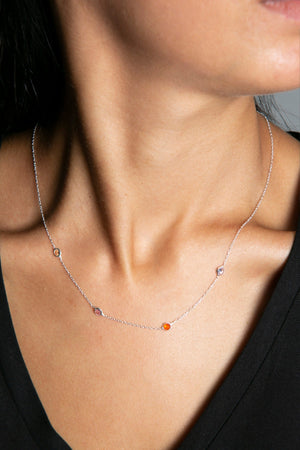 Women's 925 Sterling Silver Necklace with Colorful Stone Elegant Design