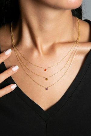 Women's Colorful Stone Trend Model 925 Sterling Silver Necklace