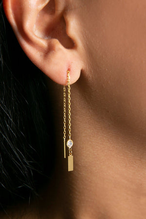 Women's 925 Sterling Silver Earrings with Stone Plaque Design