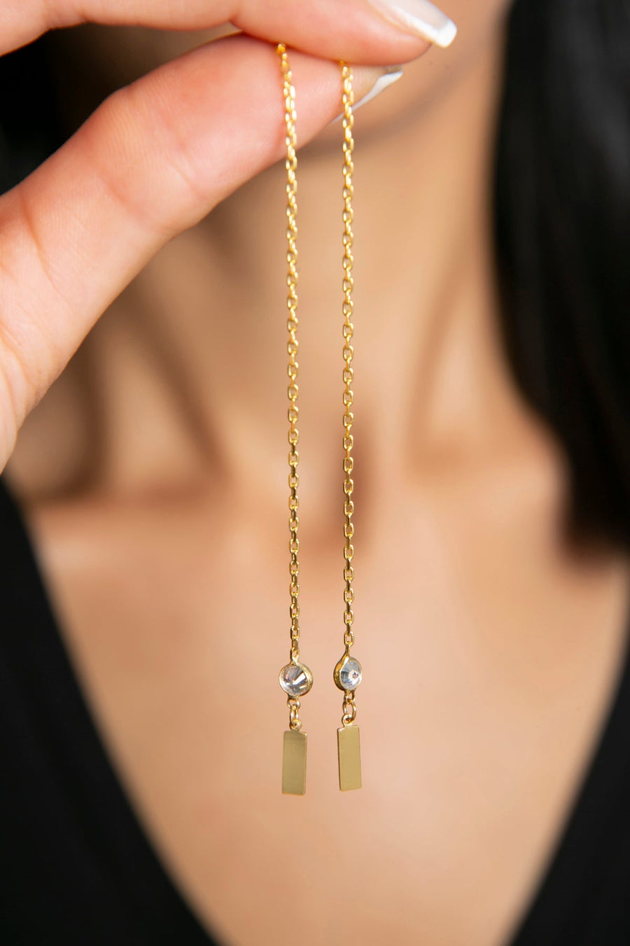 Women's 925 Sterling Silver Earrings with Stone Plaque Design