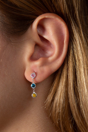 Women's 925 Sterling Silver Earrings with Colorful Stones