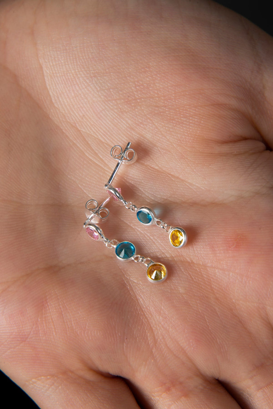 Women's 925 Sterling Silver Earrings with Colorful Stones