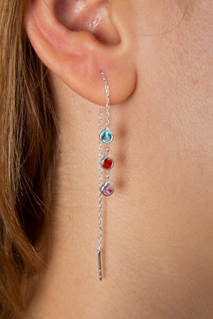 Women's Colored Stone Model 925 Sterling Silver Earrings