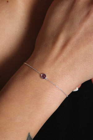 Women's Single Stone Model 925 Sterling Silver Bracelet