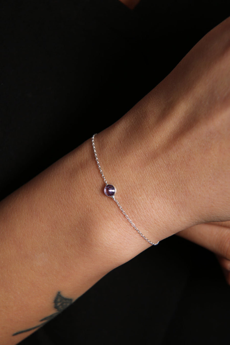 Women's Single Stone Model 925 Sterling Silver Bracelet