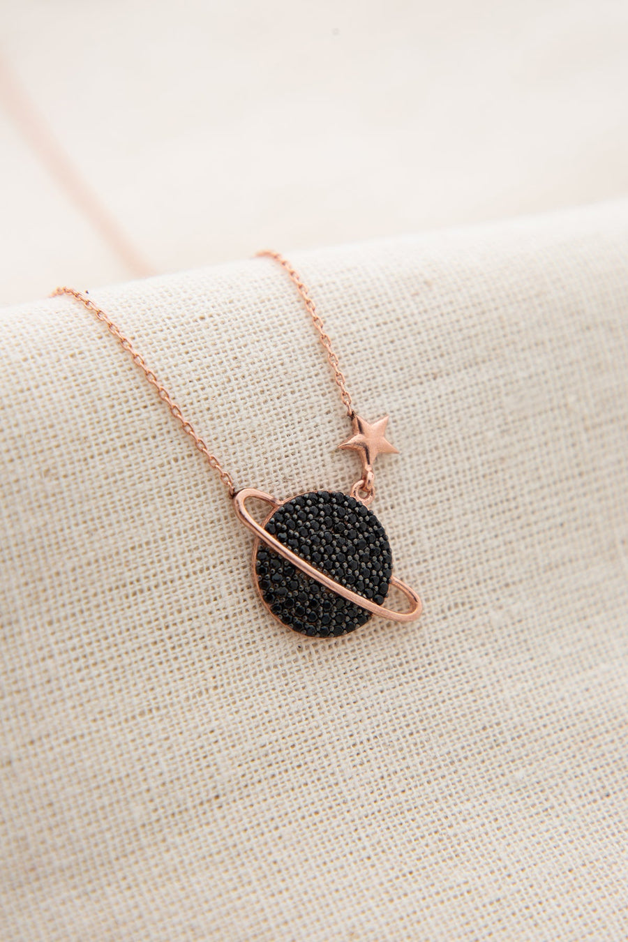 Women's Rose Gold 925 Sterling Silver Planet Necklace