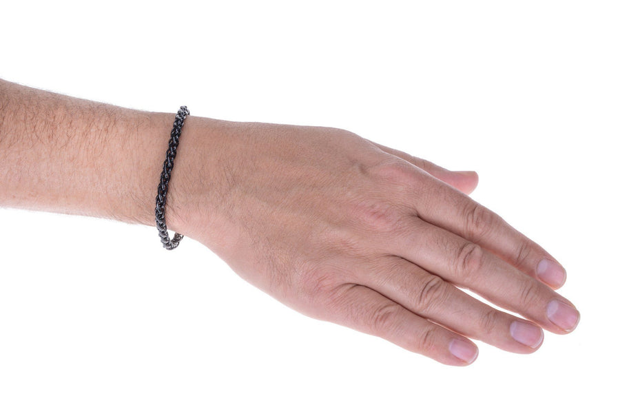 Sterling Silver Mens Bracelets - Men's Black Sterling Silver Bracelet